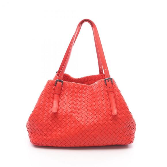BOTTEGA VENETA Red Leather Intrecciato Tote Bag - Picture 1 of 10
